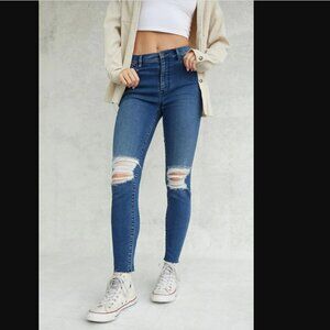 PacSun Dark Blue Distressed High Waisted Jeggings 24